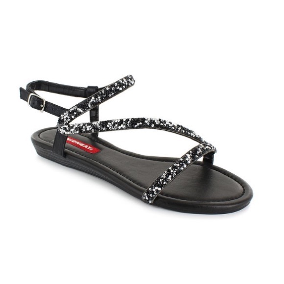UNIONBAY Black Sequin Ankle-Strap Dominick Sandals Women’s Size 11 NIB - Picture 1 of 8